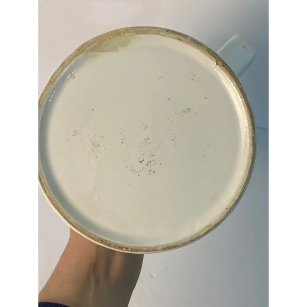Vintage Blue Goose Ceramic Pitcher White Stoneware Farmhouse Country Creamer